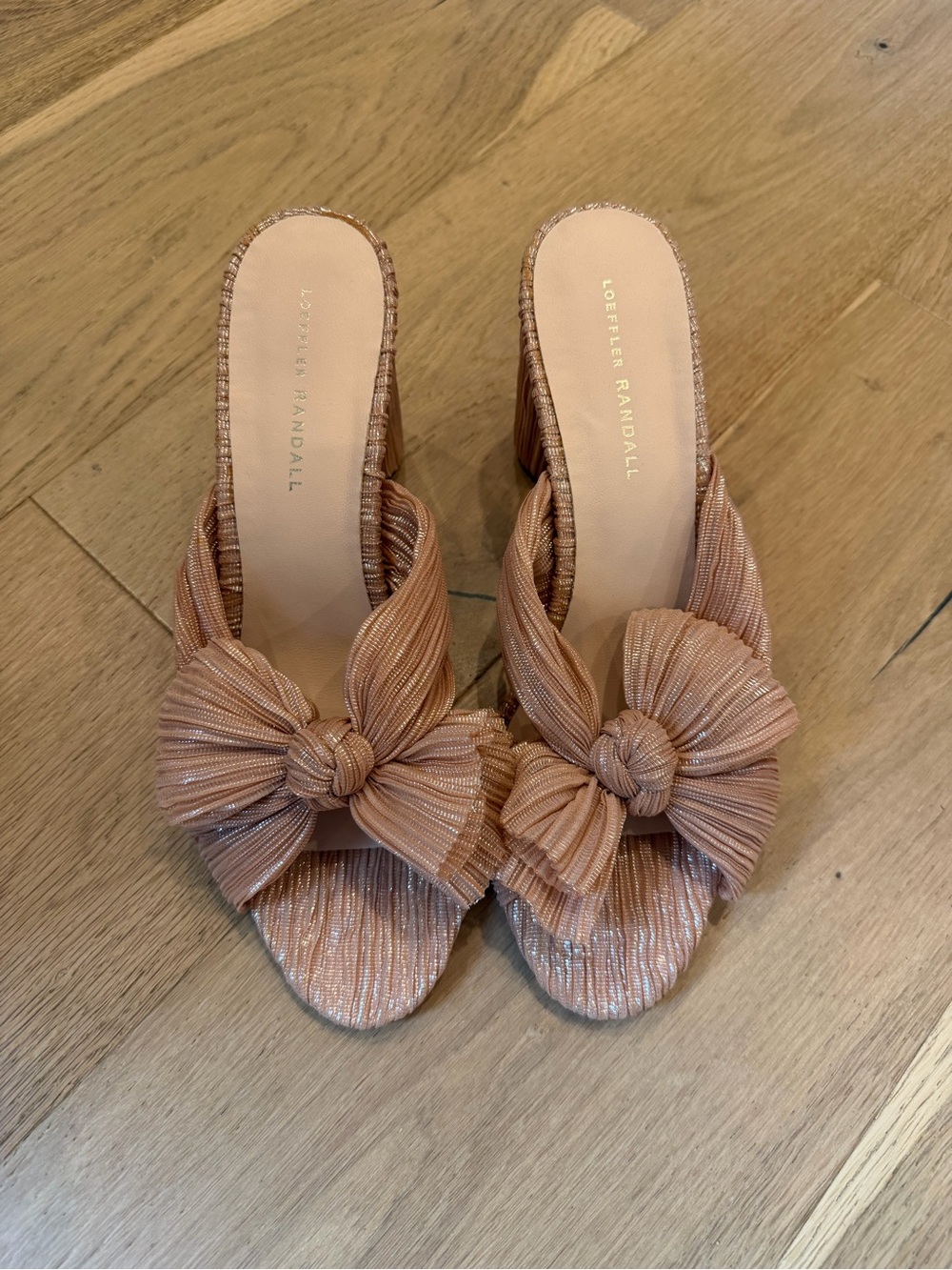 Loeffler Randall Penny Bow Heel Shoes NWOT Size 11 - rose gold shimmer nude - Picture 4 of 5